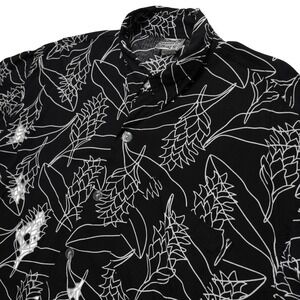Hamakua Aloha Shirt Mens XL Black Ginger Floral Rayon Hawaiian Button Up